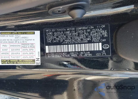 2010 Lexus Is 350C z USA, uszkodzony, nr VIN JTHFE2C27A2502688